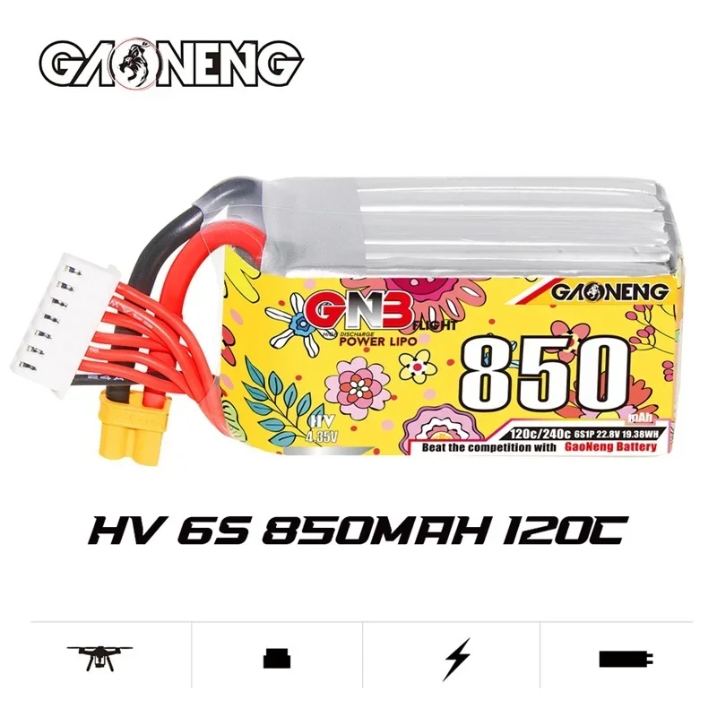 GNB 6S 22.8V 850mAh 120C/240C Lipo Battery For FPV Racing Drone RC Models Multicopter Helicopter Parts XT30 Plug 22.8V Battery