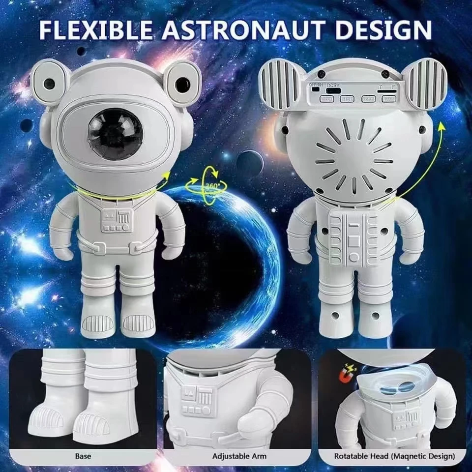 Bluetooth Astronaut Sternlicht Projektor LED Schlafzimmer Ambiente Nachtlicht Aurora Mond Nebel Galaxy Beleuchtung für Kinder