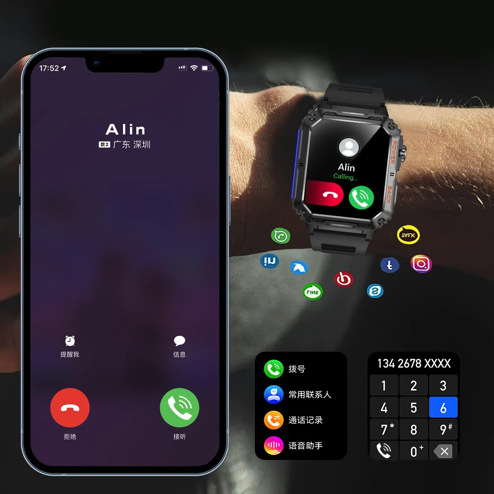 Relojes inteligentes con luz de respiración colorida para hombres, Monitor de Fitness, Smartband deportivo impermeable, monitoreo de la salud del oxígeno en sangre
