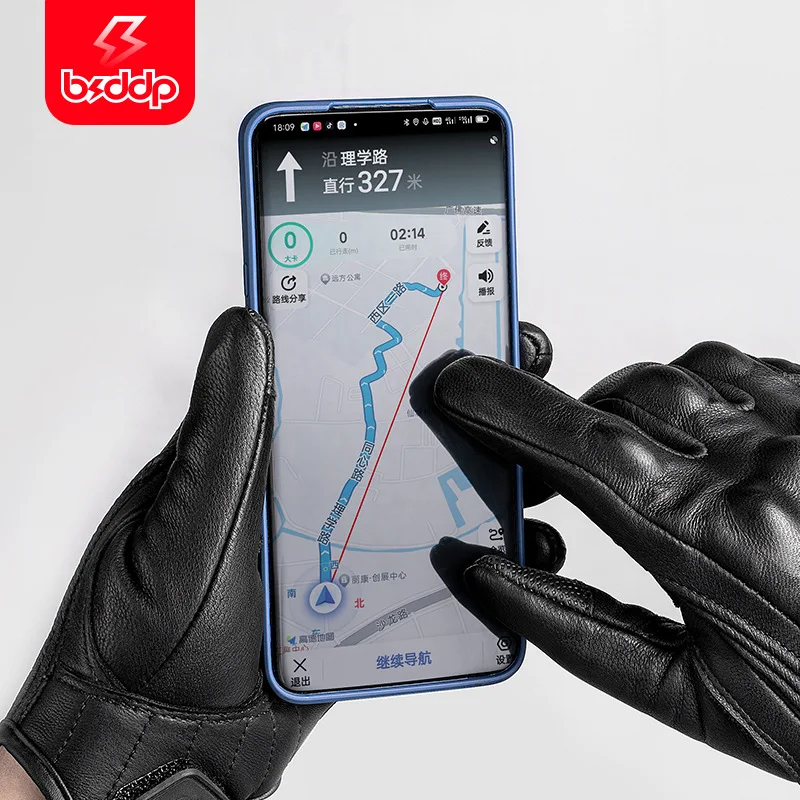 Gants de Moto en Cuir Rétro, Respirants, à Doigts Complets, pour Course de Vélo de Course, Motocross, avec Écran Tactile