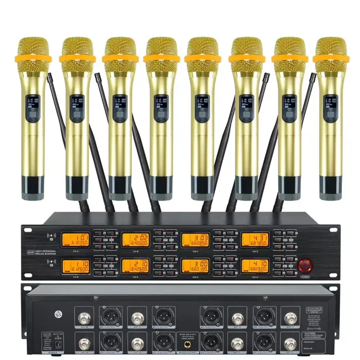 Hot UR-8000-S 640-690mhz UHF Professional Uhf 8-channel Wireless Microphone 8 Wireless Microphone System