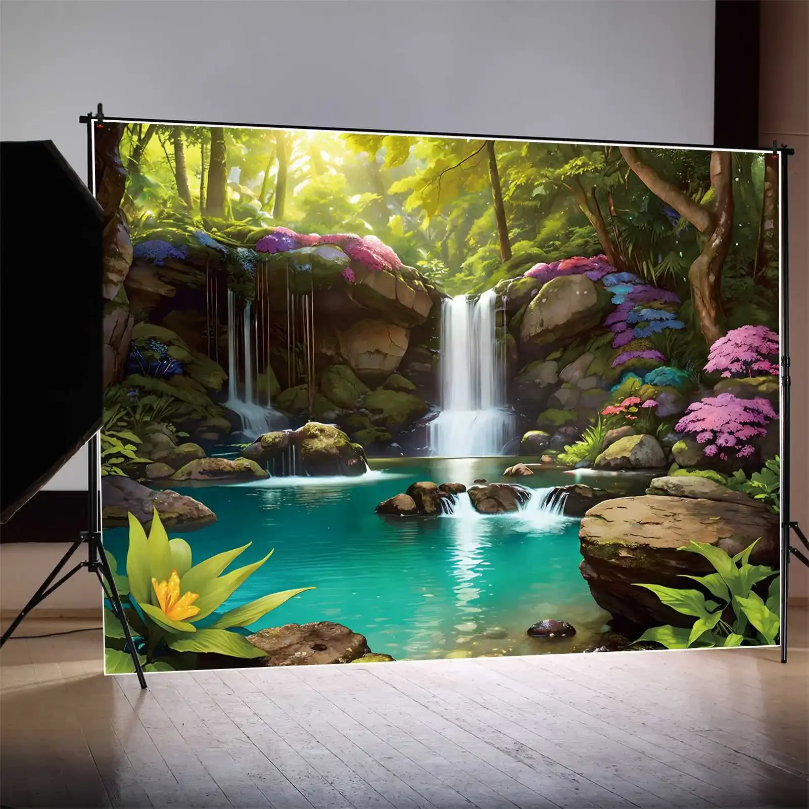 Decorazioni per fondali fotografici a cascata floreale primaverile sfondi fotografici per bambini personalizzati primavera verde