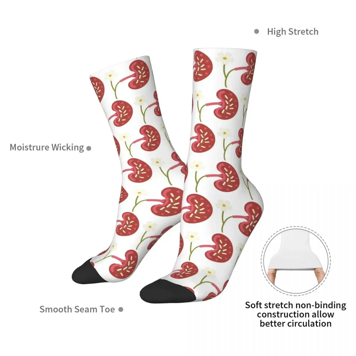 Flower Kidney Socks Harajuku Super Soft Stockings All Season Long Socks Accessories for Unisex Gifts