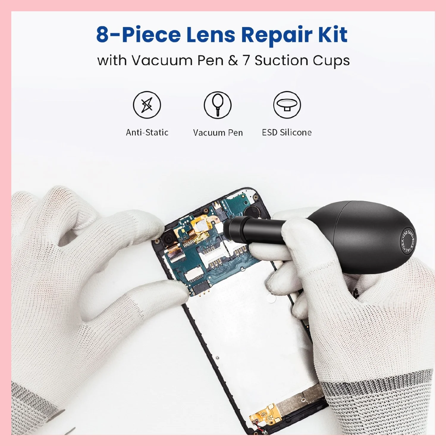 Neewer 8In1 Vacuum Suction Pen IC Pick Up Tool Kit with 7 Suction Cups Lens Cleaning Tool for Lens Watches Electronic Components