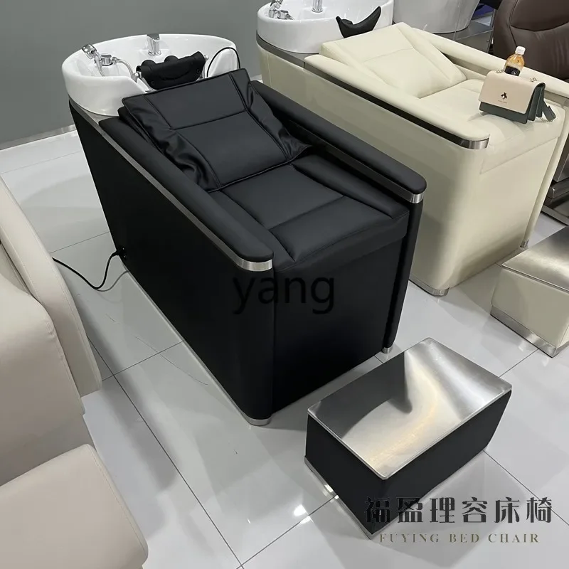 Yjq ceramic basin barber shop shampoo bed high-grade semi-reclining hairdresser electric flushing bed