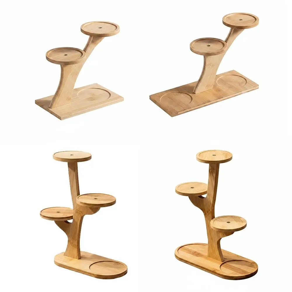1pc Stable Bamboo Plant Stand Multi-Tier Desktop Decor Flower Pot Holder Tree-Shaped Succulent Display Rack Home Office