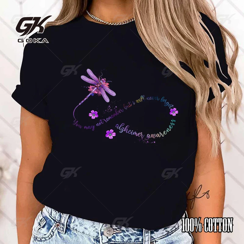 New hot dragonfly you may not remember but i will never forget alzheimer's awareness Printed T-shirts