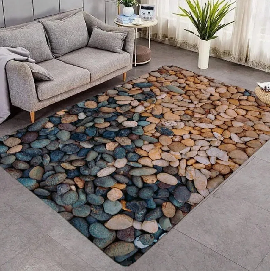 1pc Modern Stone Block Decorative Mat  Outdoor Rugs  Suitable for Courtyards Balconies Gardens Camping RVs  Machine Washable