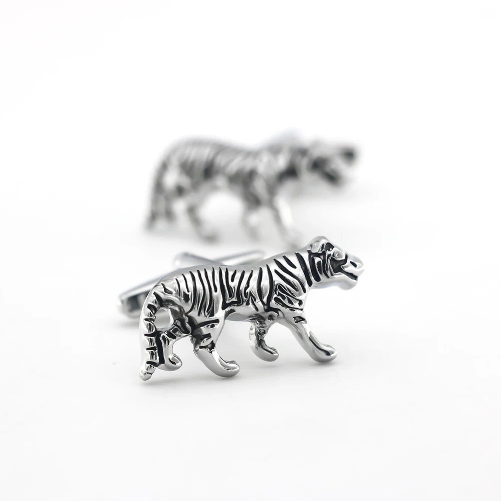 Men's Walking Tiger Cuff Links Black King Of The Forest Design Quality Copper Material Fashion Cufflinks Wholesale & Retail