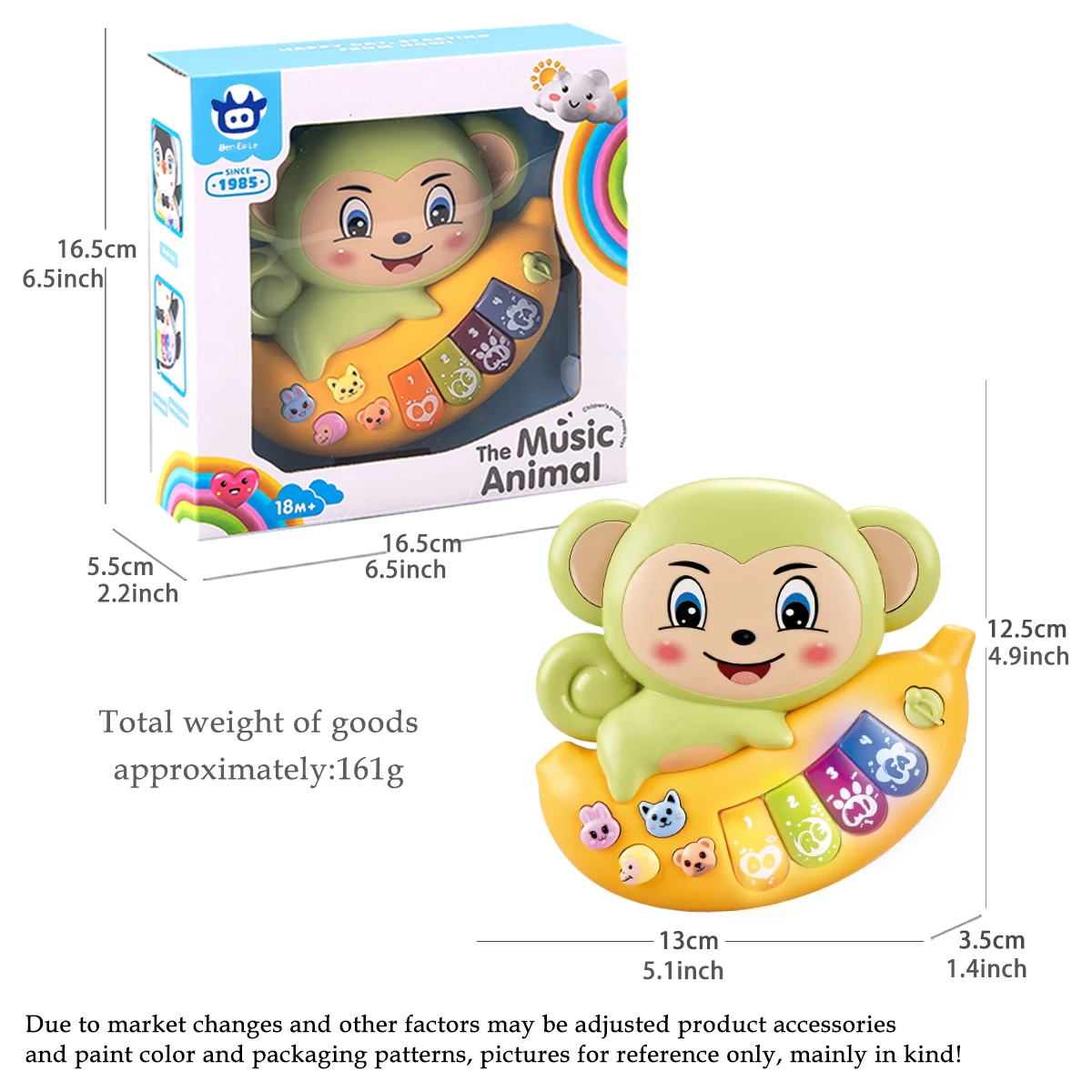 Baby Piano Toys, Animal Music Keyboard with Light Early Learning Educational Rabbit Monkey Penguin and Cow Colors Random Gifts