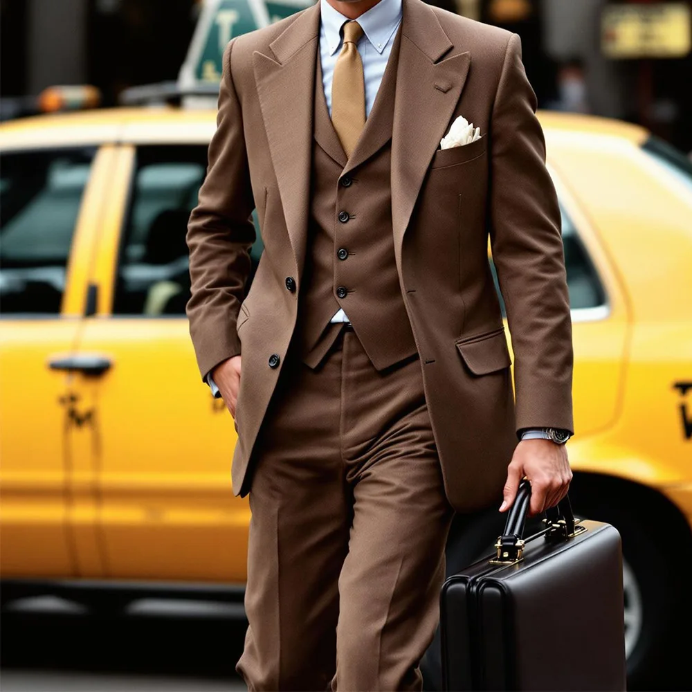 

Mens Suit 3 Piece Single Breasted Notch Lapel Slim Fit Comfortable Elegant Business Suits Party Wear Formal Blazer Pants Vest Se