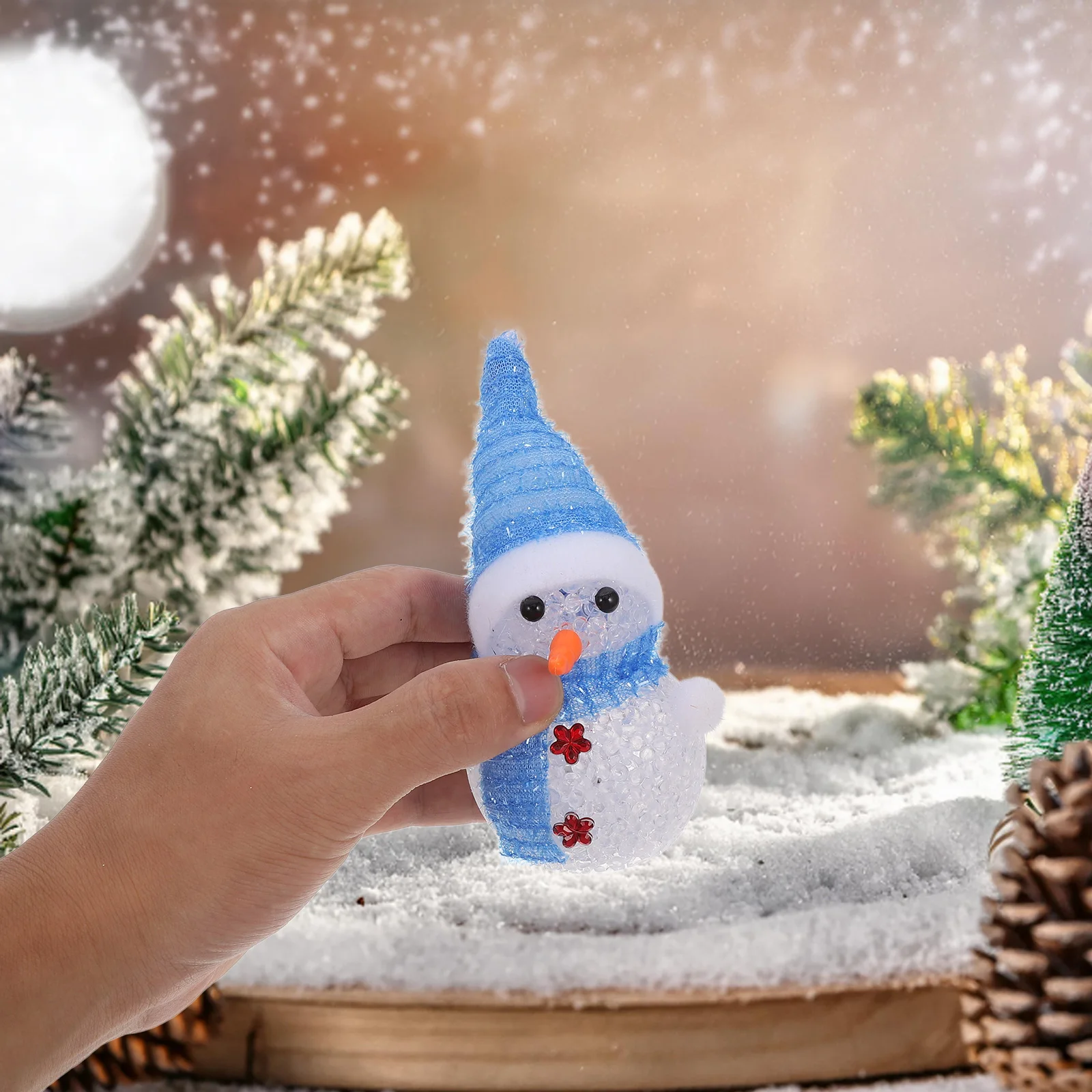 

2PCS Glowing Snowman Toys Colorful Night Light Figurines LED Luminous Xmas Christmas Night Lamp Gifts Home Office Decor