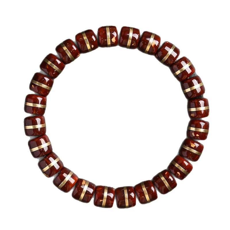 Premium Inlaid Purple Gold Rat Bodhi Bracelet Solid Single Line Medicine Master Beads for Men Women Prayer Meditation Gifts