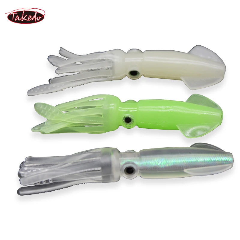 TAKEDO JYL01 Weicher Köder, weicher Köder, 10 cm, 8 g, Meeresangeln, Luya-Köder, mehrfarbig, Tintenfisch, Nacht, Tintenfisch, Mollusk, Oktopus-Angelköder