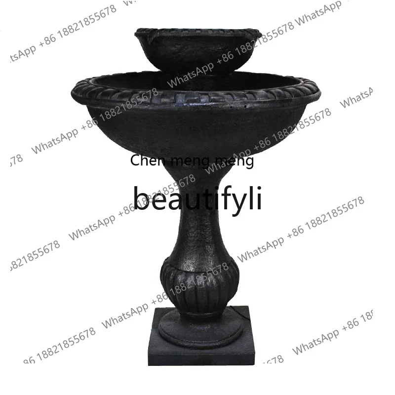 D178  Fountain Outdoor courtyard Solar fountain Large circulating water ornament Decorative fiberglass sandstone