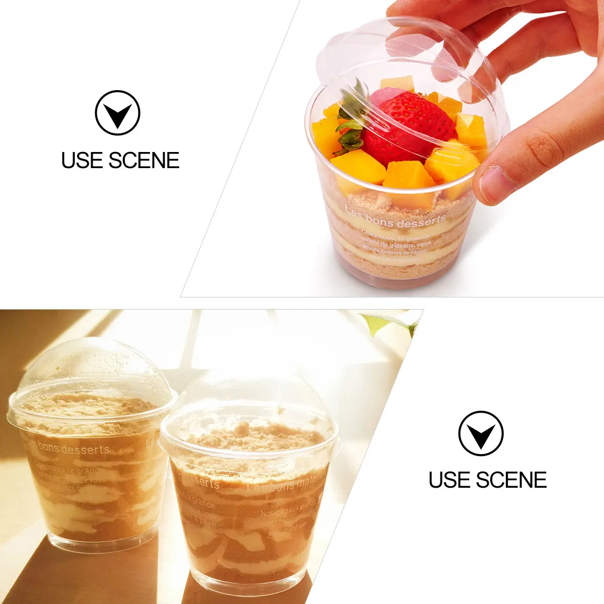 

50 Sets Disposable Plastic Dessert Cups Lid for Bakery Party Tiramisu Fruit Muffin Snack Verrine Containers Bulk Use