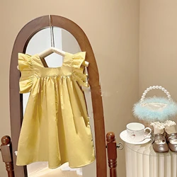 Summer Girl's Flying Sleeved Dress Korean Children's Clothing Stylish Kids Dress Girl's Baby Princess Sleeveless Vest Dress