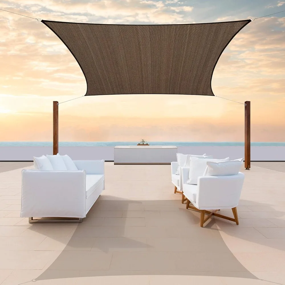 

CTAPR1220 Custom Size 14' x 24' Brown Sun Shade Sail Canopy UV Block UPF50  Rectangle - Commercial Standard Heavy Duty - 190 GS