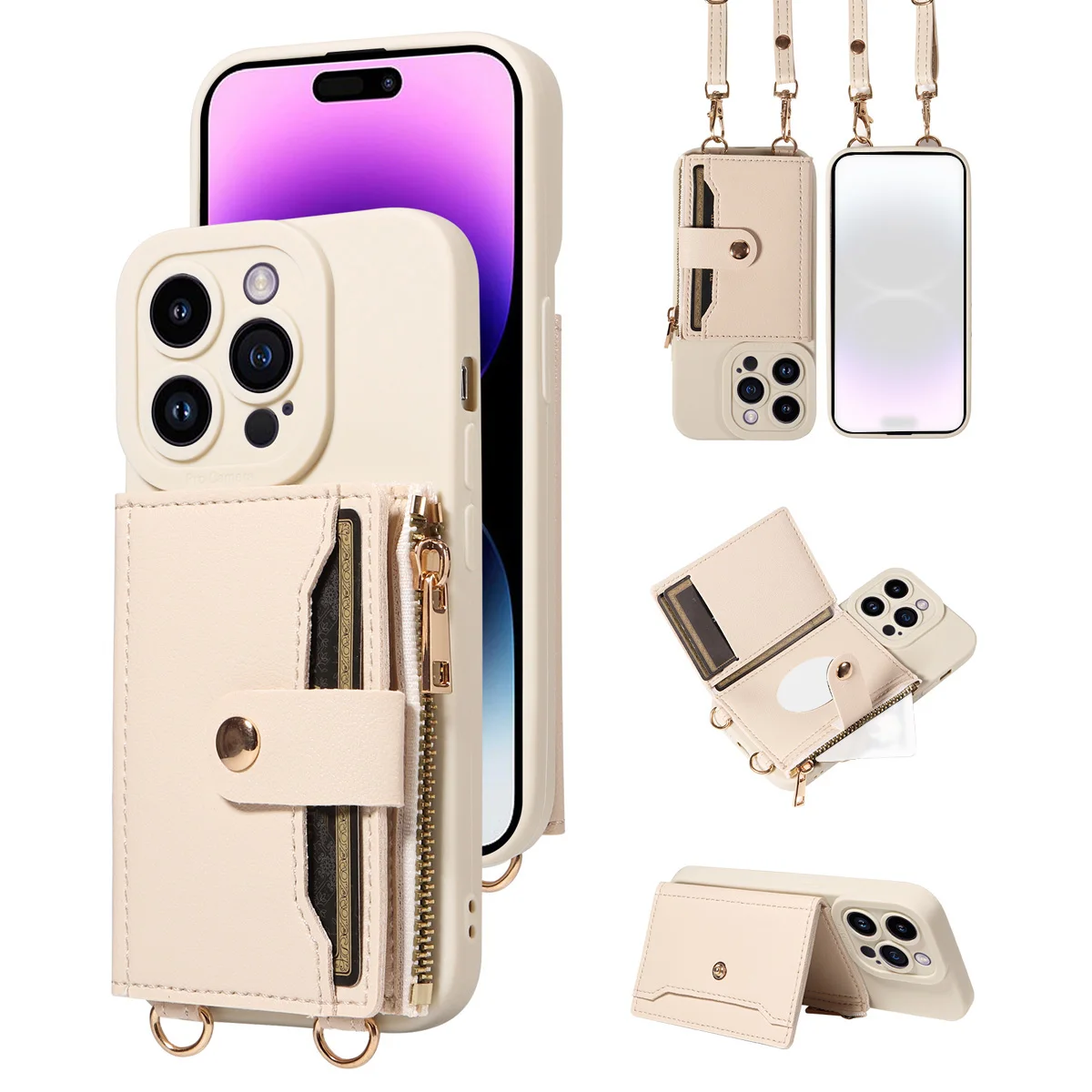 

Чехол для телефона Samsung Galaxys20 S21 S22 S23 S24 S25note20, чехол для телефона из искусственной кожи с защитой от падения, зеркальный кошелек на молнии, через плечо Str