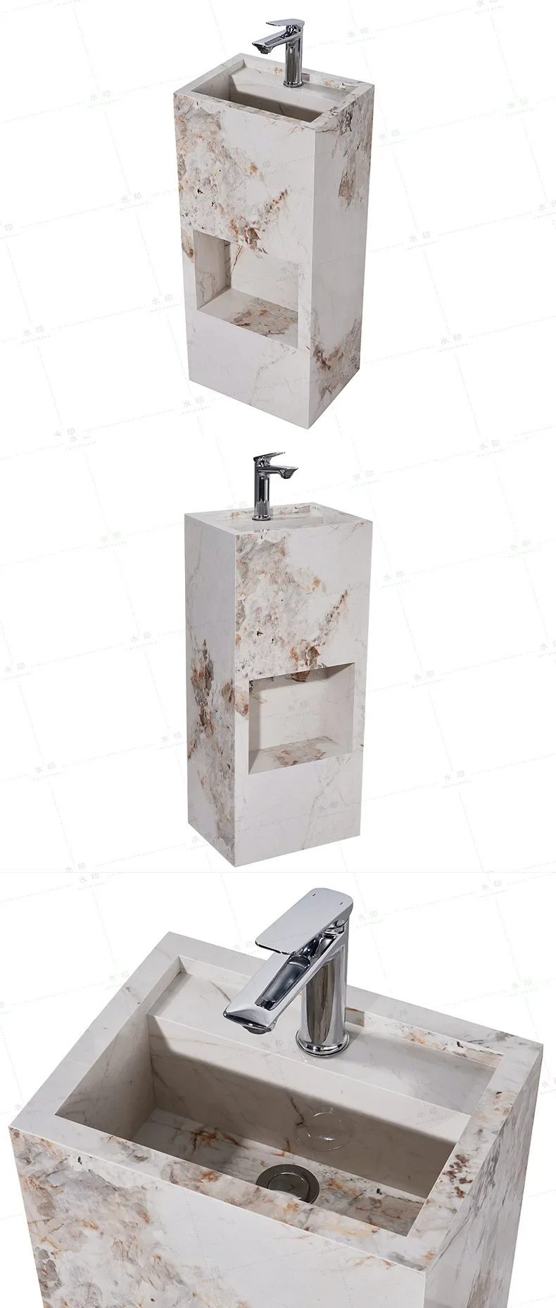 DSA rock slab column floor-to-ceiling wash basin balcony bathroom wash table small apartment under the counter basin column