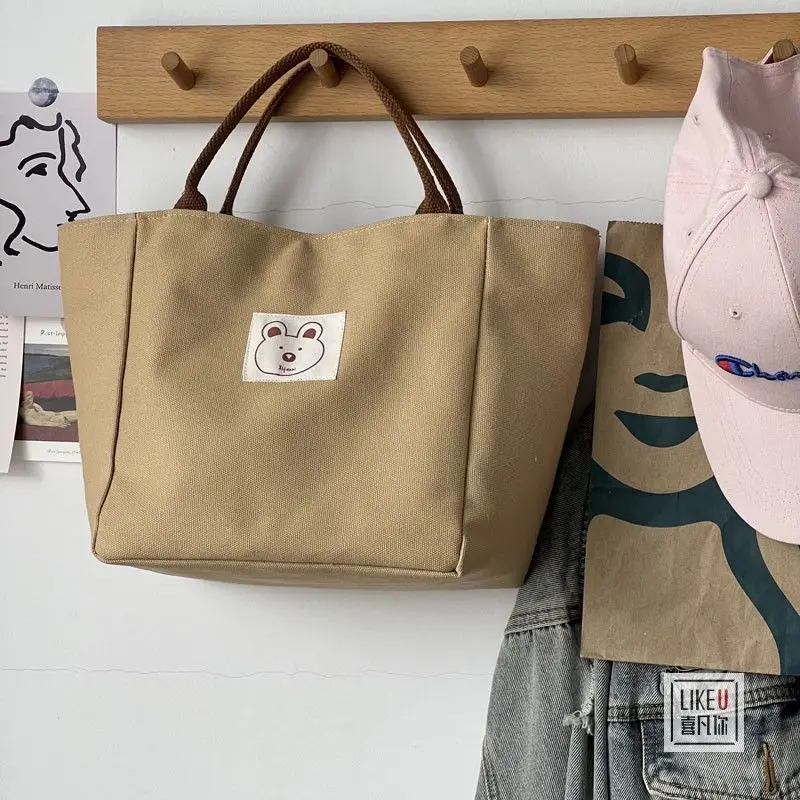 2022 Original homemade Japanese bucket Tote canvas bag simple and versatile literature portable bag female wholesale