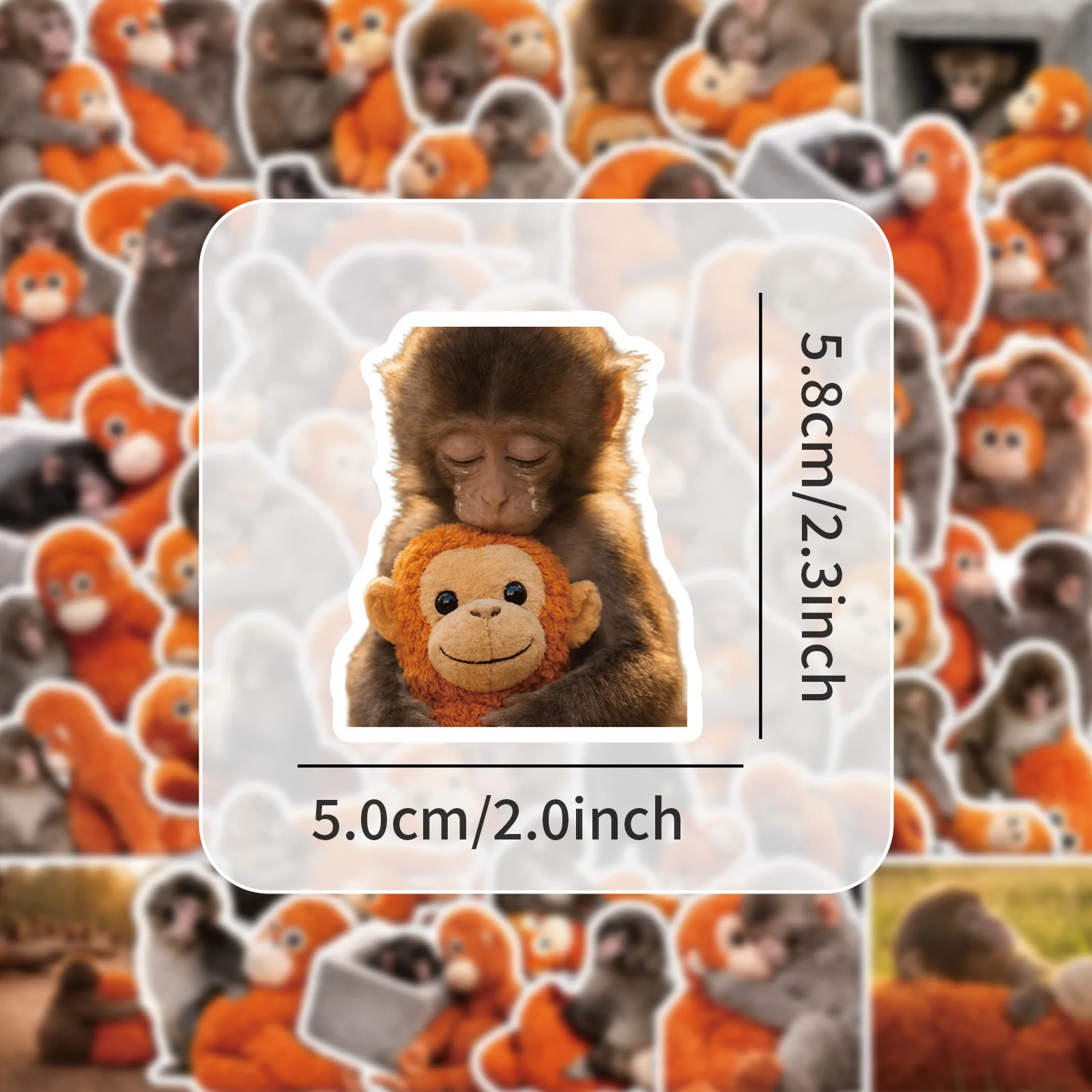 54PCS Cute Monkey Stickers Punch Panchi Cute Animal Hugging DIY Decorative Phone Case Laptop iPad Waterproof Stickers Kids Toy - view 4