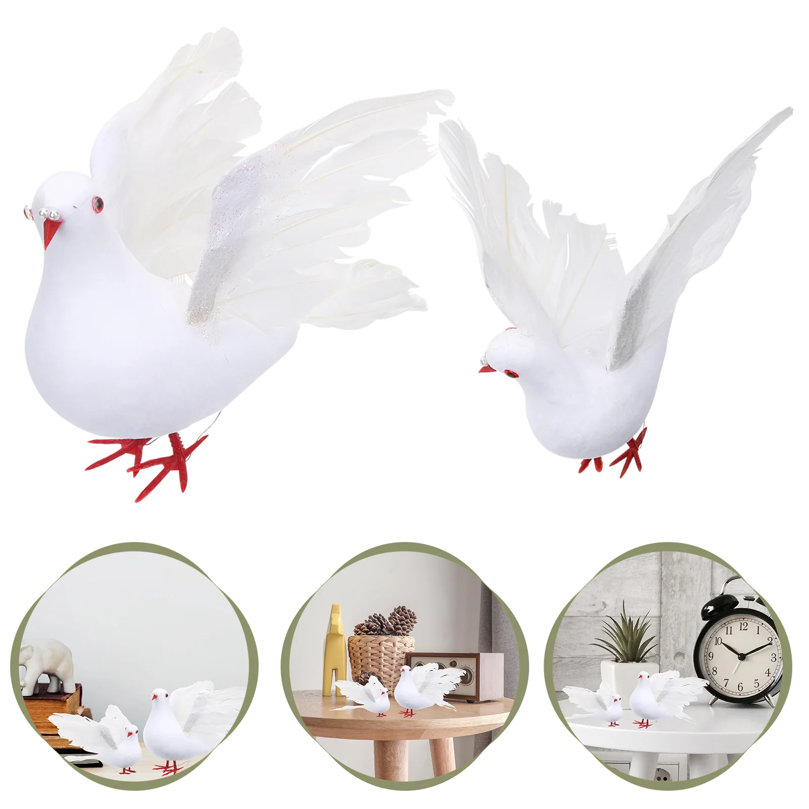 2 Pcs Ceramics Home Decoration Baby Embellishment Foam Doves Small Figurine