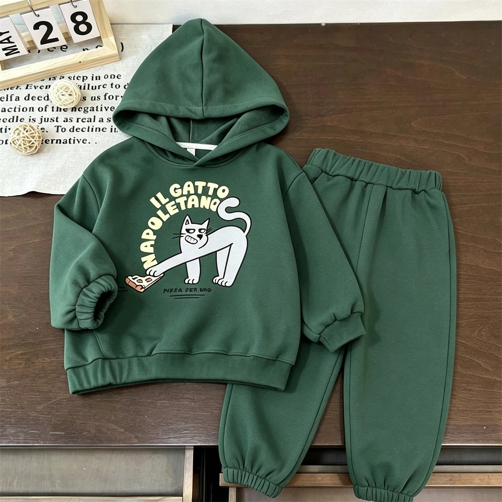 Neues Design für Kinder: Sweatshirts + Hosen, zweiteiliges Set, Oberbekleidung, Kinder-Trainingsanzüge, lässige Mode, Kapuzenpullover, lockere Hosen, Unisex-Kleidung. – Detail 1