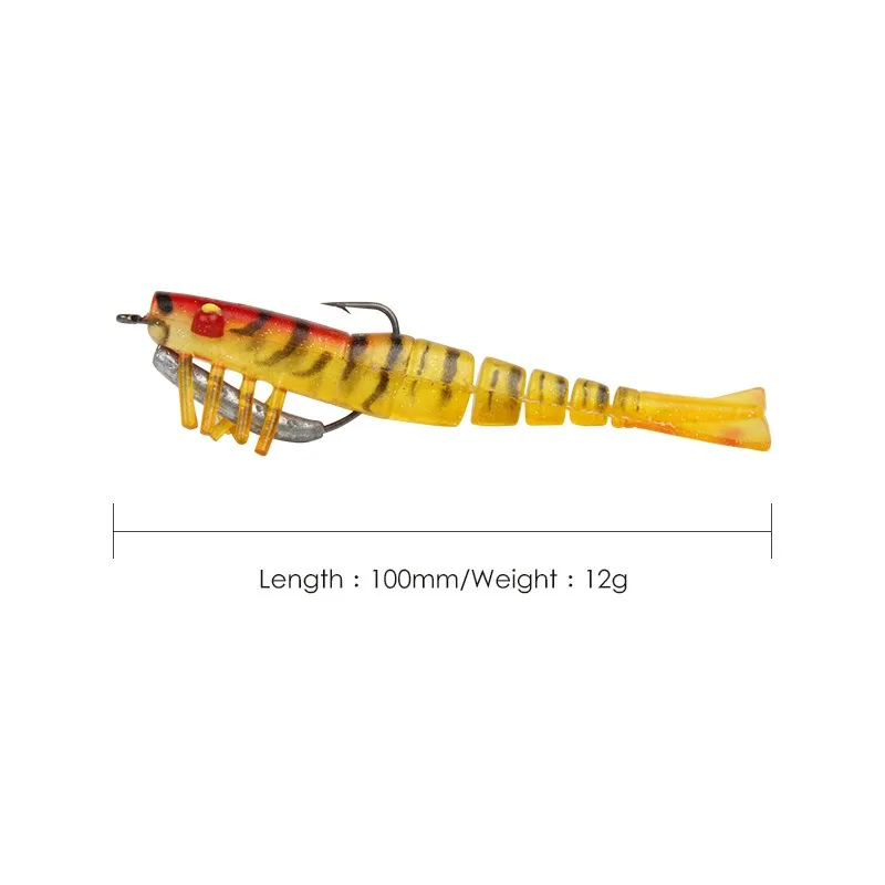 Jingyu-Crank Wrap Lead Multi-node Shrimp 10cm/12g Simulated Bamboo Shrimp Soft Shrimp Luya Bait Bass Bait 1pcs