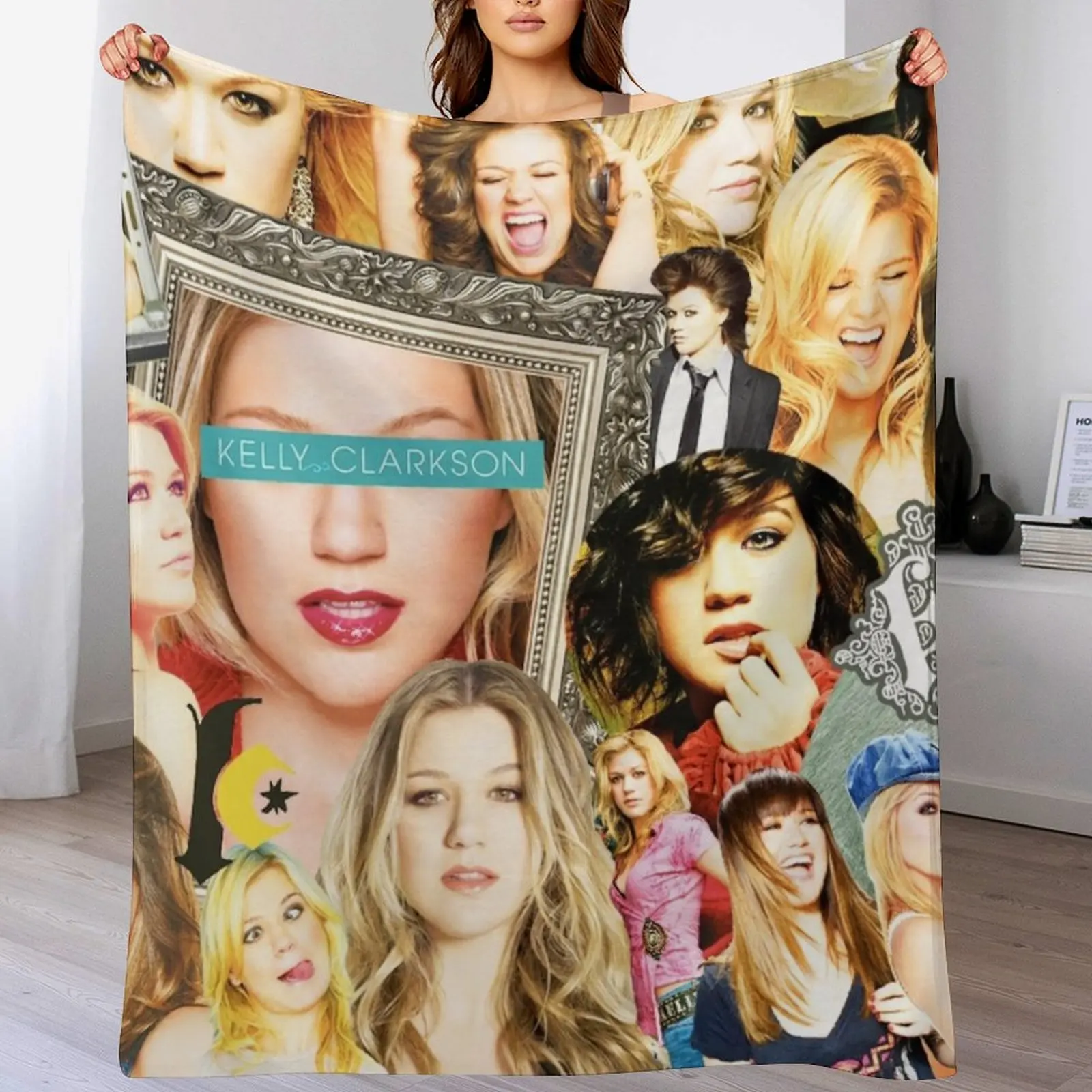 

kelly clarkson collage Throw Blanket Fuzzy Plush Throw Blanket for Sofa Chair