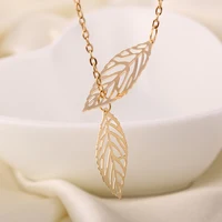 Minimalism Double Hollow Leaves Pendant Necklaces Temperament Punk Clavicle Chain Necklace Women Jewelry Gift - Image 3
