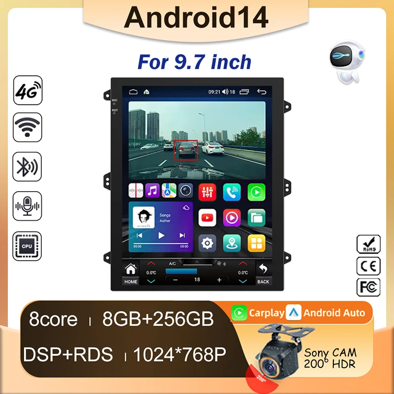 

CARLAOER 9.7 inch Carplay android auto Car Android 2 Din Radio Multimedia Video Player Universal Auto Stereo GPS DVD Head Unit
