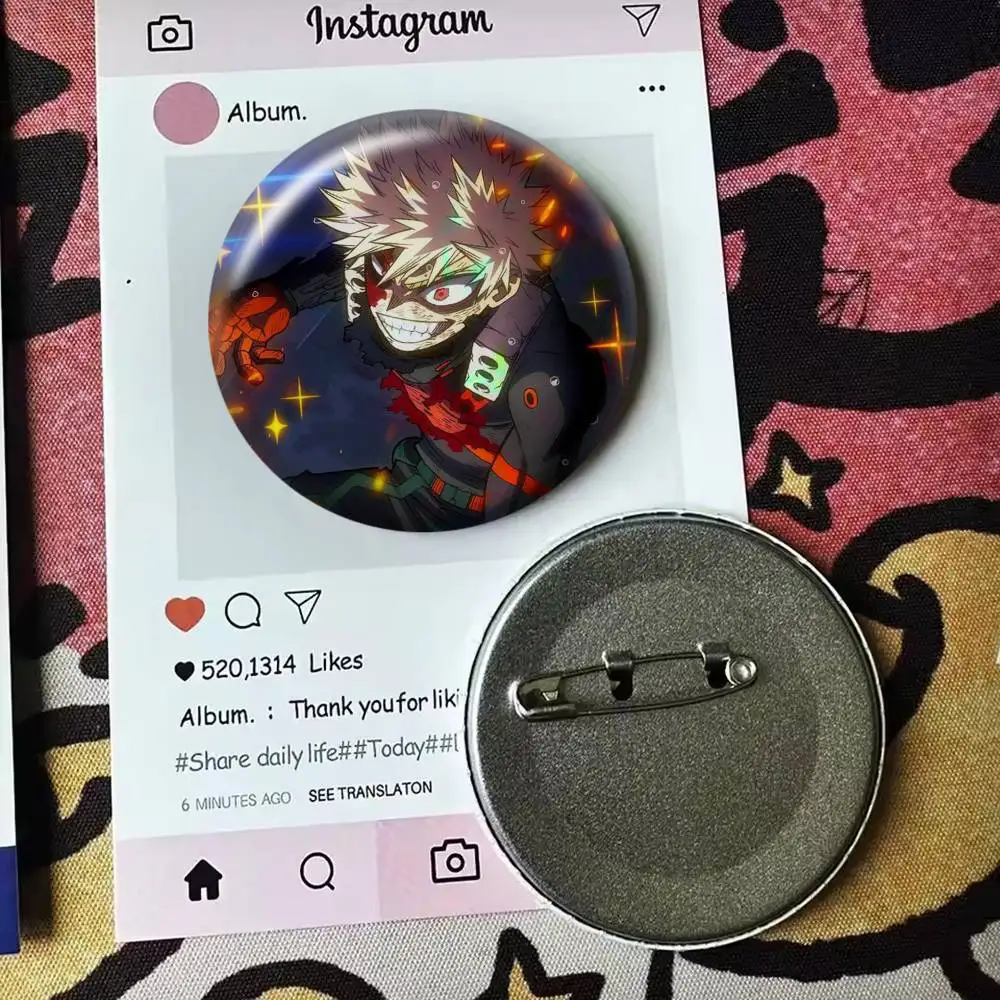 K-Katsuki Bakugo  Laser Badge Applicable For Backpack Clothes Hats Decor Creative Accessories