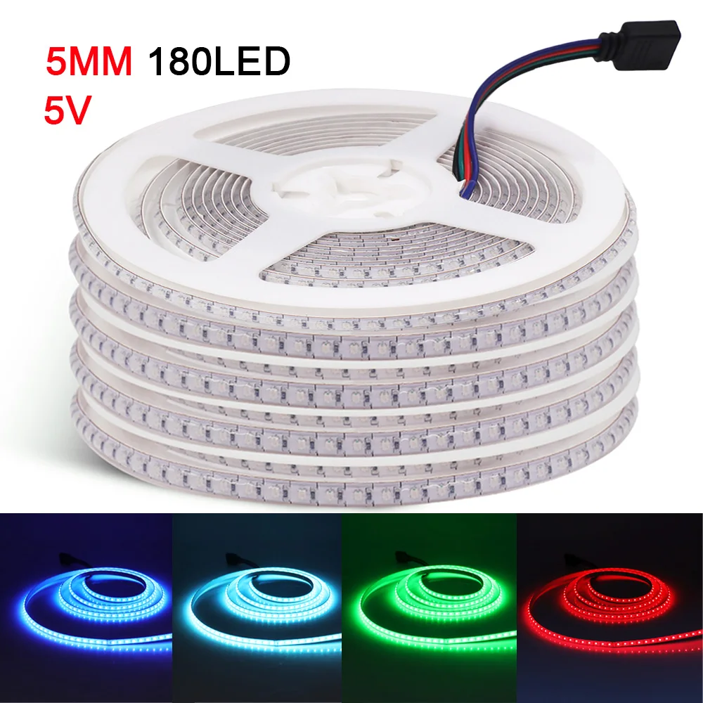 5V 5mm RGB COB LED Strip Narrow PCB Light DC 180LED/m Flexible Lamp Adahesive Tape Linear Lighting TV Backlight Home Decoration