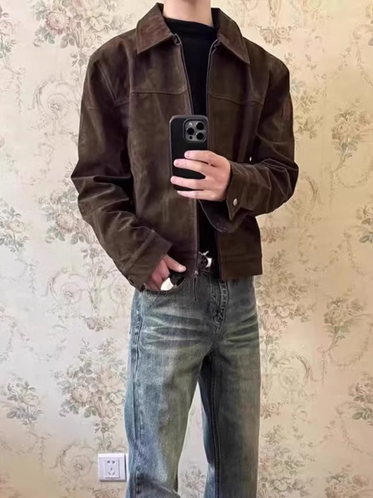 

너 коричневый ort oulder Мужской Jaet Ретро Американский Sle CleanFit Воротник на молнии Ветрозащитный Повседневный Молодежный Faion