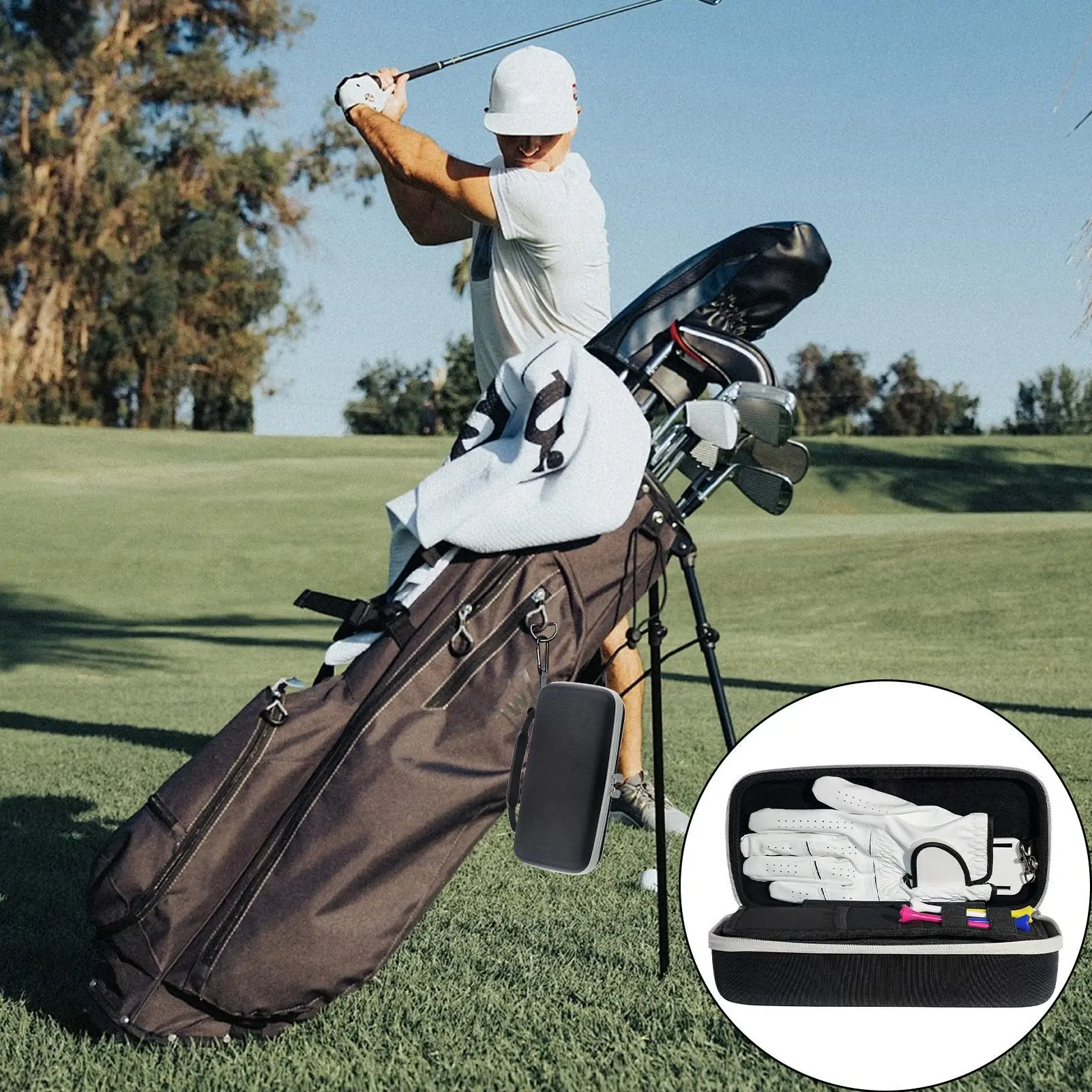 Small Golf Gloves Case Golf Gloves Holder Hard Case Protector Multi-Functional Portable Golfer Box Hard Shell Golfing Organizer