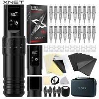 XNET T1 máquina de tatuaje inalámbrica pluma Kit completo completo carrera ajustable Motor personalizado pluma de maquillaje 20 piezas cartuchos para arte de tatuaje