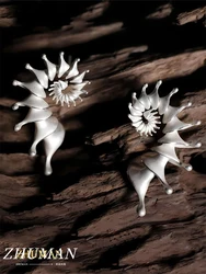 ZHUHE Conch Stud Earrings Vintage Style For Women Men's Jewelry Accessories Party Gifts