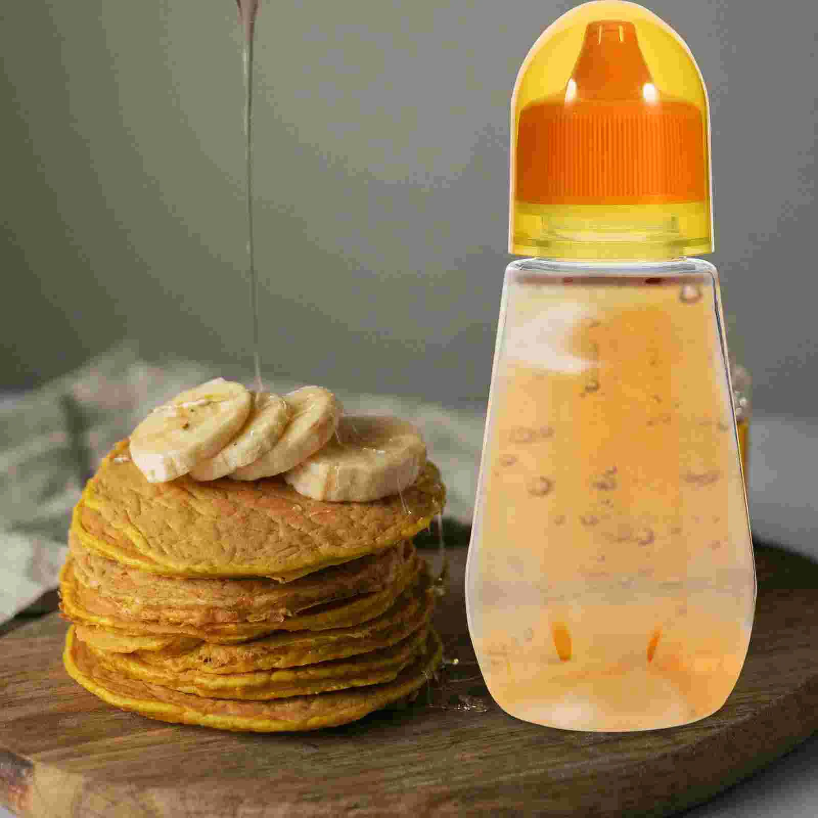 4 Pcs Honey Bottle Plastic Ketchup Squeeze Clear Storage Pointed Mouth Sauce Containers Salad Dressing Jam Jar