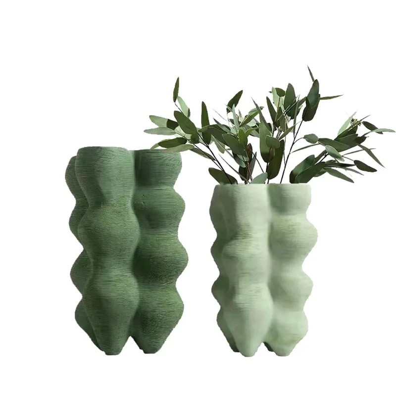 Creative Resin Vase Geometric Irregular Arc Ornaments Resin Craft Sculpture Flower Vase Handmade Art Furnishings Vases Pots