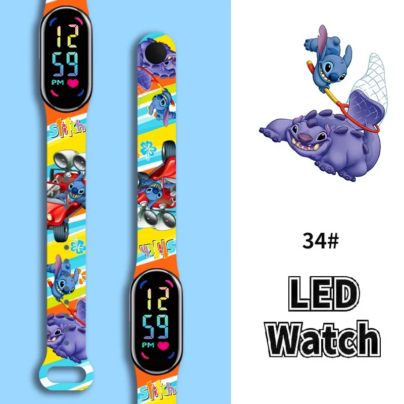 Disney-Kids Digital LED relógios, figuras anime, ponto, luminoso, toque, impermeável, eletrônico, esportes, presente de aniversário