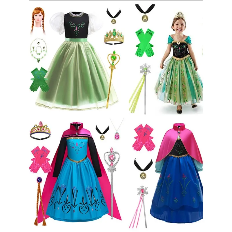 

Princ Anna Costume Skirt for Girls loween Performance Clothes Spring Summer Children's Elsa Birthday ow Outfit