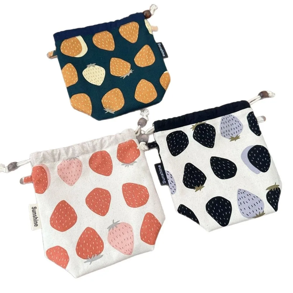 Custodia con coulisse per fragole addensata Borsa con coulisse leggera multifunzionale in tessuto di cotone e lino Creativo antipolvere