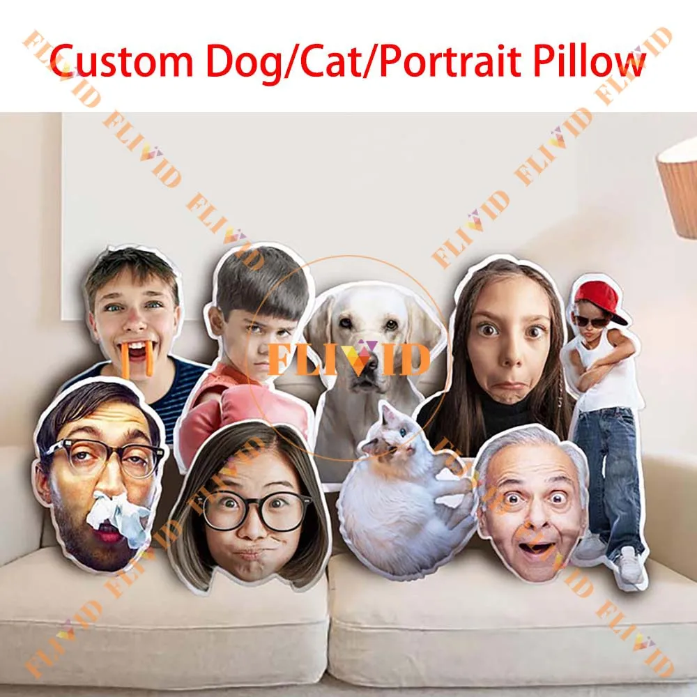 Custom 3D Animal Shape Pillows,Personalized 3D Human Head Photo Portrait Pillow,Funny Custom Pet Dog Cat Pillow