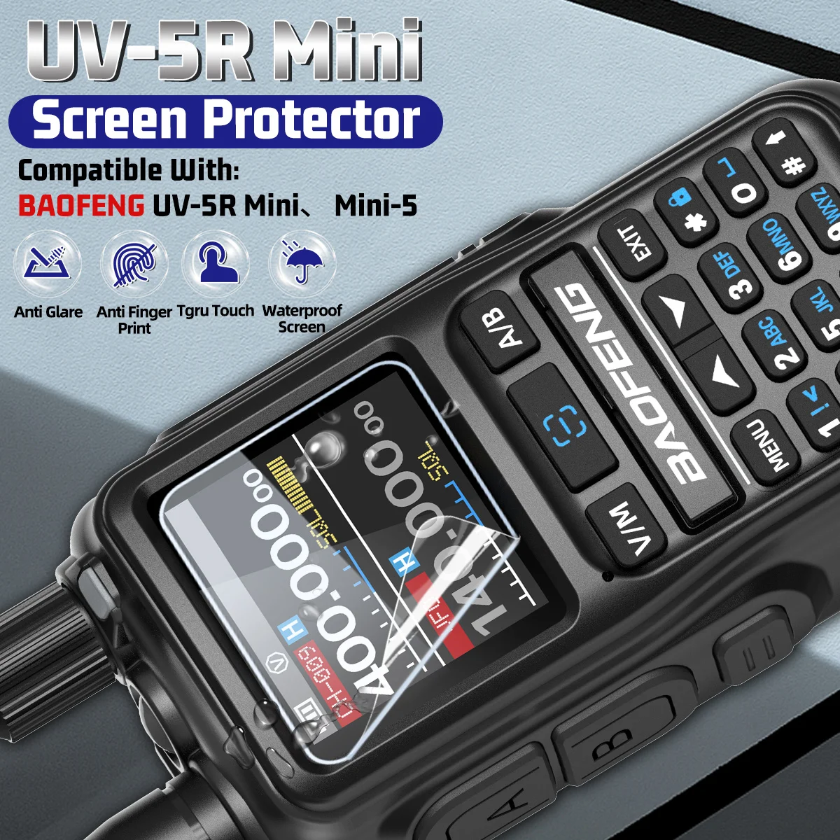 

Защитная пленка для экрана Baofeng UV-5R Mini Walkie Talkie, водонепроницаемая, высокопрозрачная, антибликовая, для мини-радиостанции 5R.