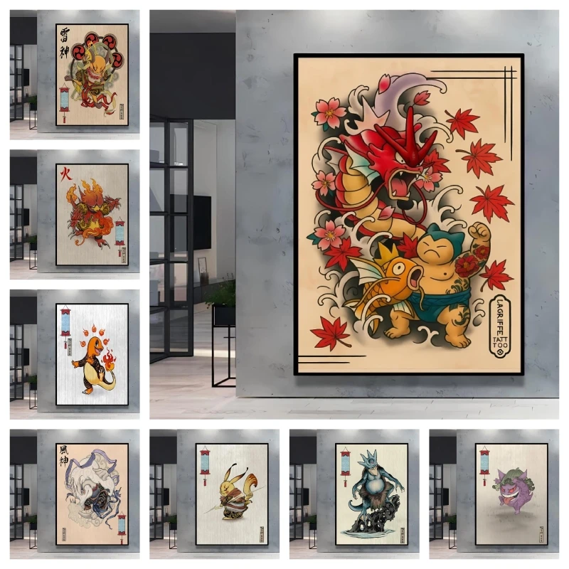 

Anime Posters Wall Art Pokemon Cartoon Character Picture Modular Prints Home Room Painting Children's Bedroom Decor Best Gift