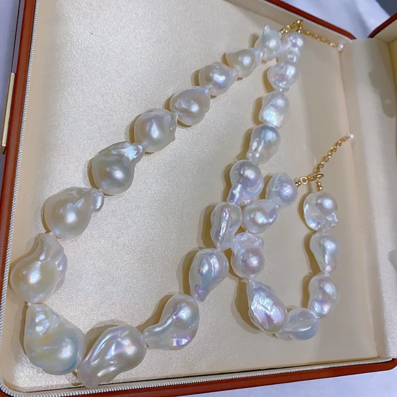 

SGARIT New Arrival Jewelry Natural Baroque Pearl Necklace Bracelet 14k Filled Gold For Women Chain Gift
