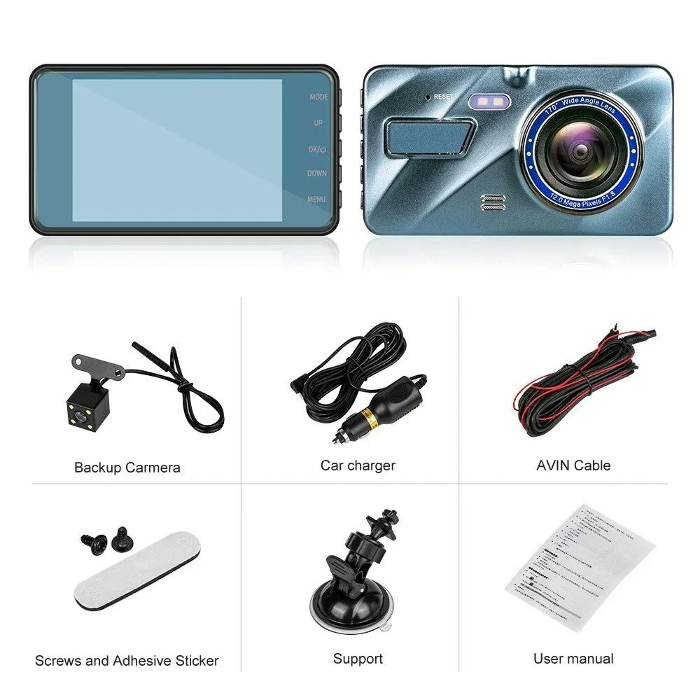 1296P 2.5D 4.0-inch Metal A10 Dual Lens Dash Cam, In-Car HD CAR DVR