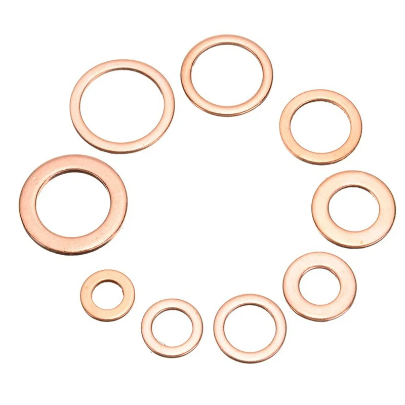 

120Pcs/Set M6-M20 Assorted Copper Washer Gasket Set Flat Ring Seal Assortment Kit With Box For Hardware Accessories