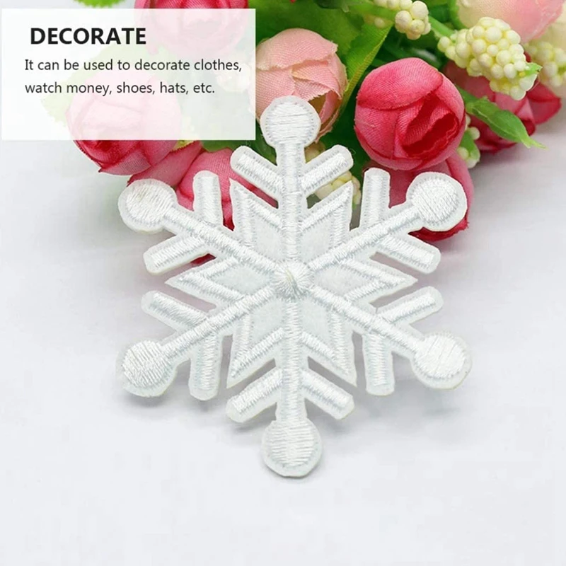 10Pcs Snowflake Patches Iron on Christmas Embroidered Patches Appliques for Arts Crafts DIY Decor Jeans Clothing Bags